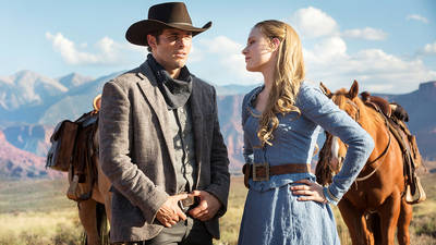Westworld starring James Marsden and Evan Rachel Wood. Image via HBO.